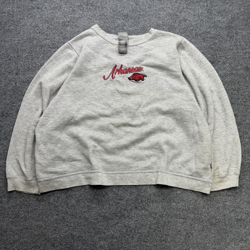 Starter Arkansas Razorbacks Crewneck Sweatshirt Womens Size 1x Gray/Red Vintage